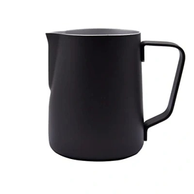 Image of Abcsea 1 Piece Stainless Steel Milk Frothing Pitcher jug, Frother Foaming Jug for Coffee and Latte Art, Black 350ml/12oz