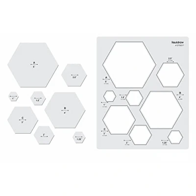 Image of Liquidraw Quilting Templates &amp; Rulers for Patchwork Acrylic Stencils Set Hexagon, Hearts, Square Circle (Hexagon)