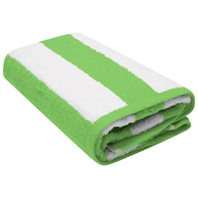 Image of K Collection Cabana Stripe Beach Towel Pack of 2 (76 x 152 cm) 100% Ringspun Cotton, Heavy Weight (450 GSM) &amp; Highly Absorbent (Green 2)