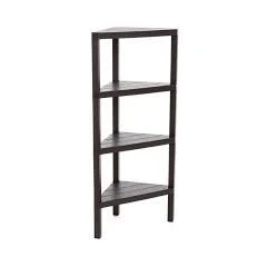 Image of Tatay Lombok Corner Shelf Lombok, 4 heights, Polypropylene, BPA Free, Wood effect, Non slip Bumpers, Max 10KG by shelf, Easy Assembly. Measure 33x33x100cm. Brown color