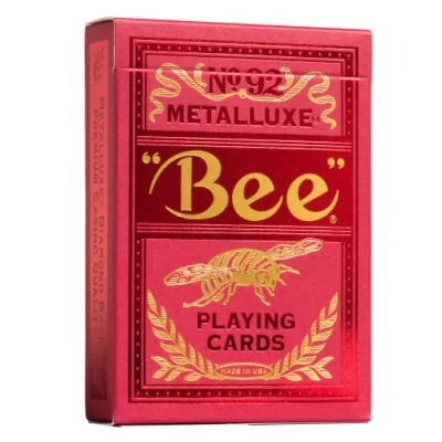 Image of Bee MetalLuxe Playing Cards Red Foil Diamond Back, Standard Index
