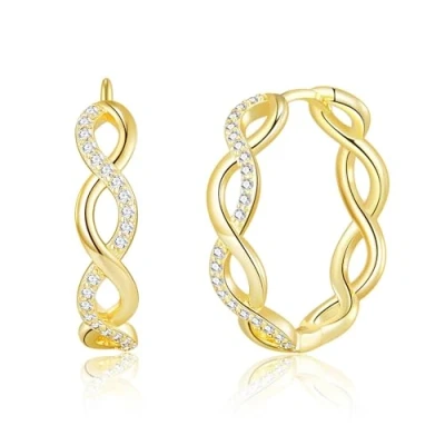 Image of Philip Jones Gold Plated Infinity Hoop Earrings Created with Zircondia® Crystals