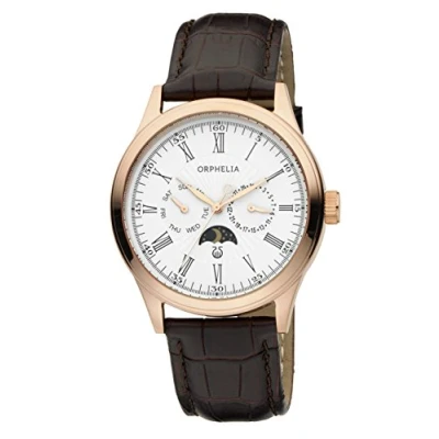 Image of Orphelia Joyce Men&#039;s Quartz Watch with White Dial Analogue Display and Brown Leather Strap 71602