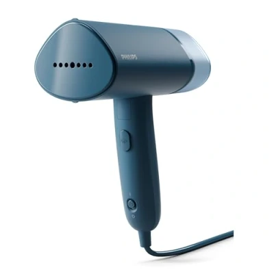 Image of Philips 3000 Series Handheld Steamer, 1000W, 20 g/min Steam, Kills Germs, Detachable 100ml Water Tank, Compact + Foldable, Plastic Plate, Blue (STH3000/26)