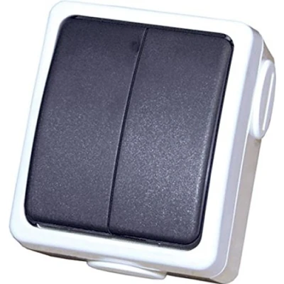 Image of 2 Gang Outdoor Double Switch Weather / Waterproof To IP44