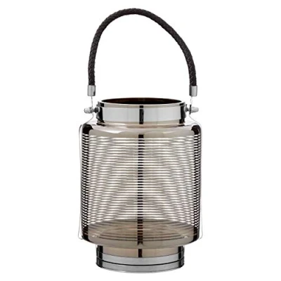 Image of Premier Housewares Lantern, Glass, PU Polyurethane, Stainless Steel, Large