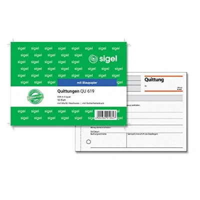 Image of Sigel QU619 receipt block A6 transversal, 50 sheets, 1 piece