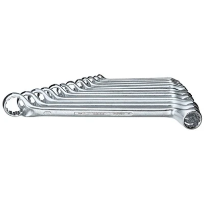 Image of GEDORE Double Ring Spanner Set, 12 Pieces, 6 34 mm, Offset, Forged, Premium Hand Tool Ideal for Professional Craftsmen and DIY Enthusiasts