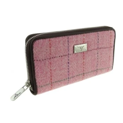 Image of Glen Appin Harris Tweed Large Zip Purse LB2100 Staffa (Colour 68 Pink)