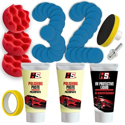 Image of headlight restoration kit HS restorer Polishing set for dull and blind headlamps Complete car Headlamp clear made in EU