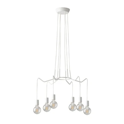 Image of Habitat 6 Light Hanging Wire Pendant, White, E27