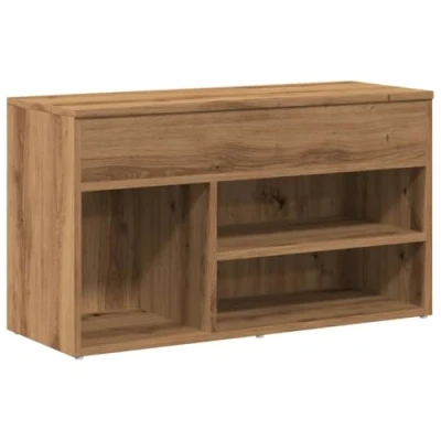 Image of vidaXL Artisan Oak Shoe Bench Modern Rack/Organizer for Entryway or Hallway Durable Engineered Wood with Ample Storage Space and Easy Maintenance Sturdy Top Seating Decor