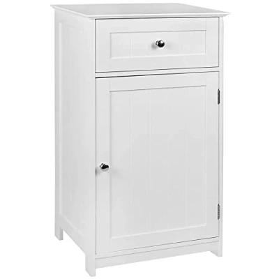 Image of Bath Vida Bathroom Cupboard 1 Door Drawer Floor Standing Cabinet Unit Storage, White