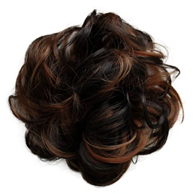 Image of CAISHA Messy Scrunchie Bun Voluminous Wavy Hairpiece Heat resistant Synthetic Fibres Brown Mix G39A