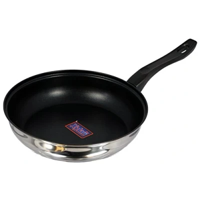 Image of Buckingham Induction Stainless Steel Frying Pan 24 cm, 2.7 LTR. with Xylan Non Stick Coating Bakelite Handle, Silver
