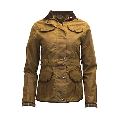 Image of WALKER AND HAWKES Ladies Wax Florence Motorcycle Jacket Beige 16