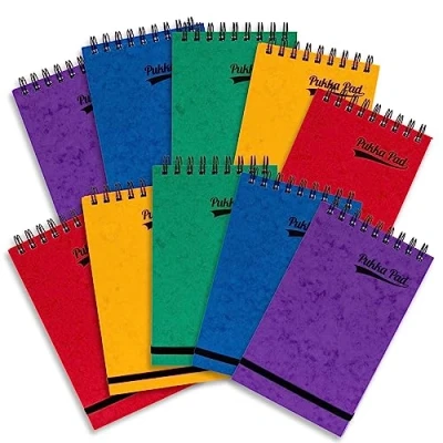 Image of Pukka Pad, Pressboard Major Pad 10 Pack of Top Bound Wire Binding Notebooks with 300 Pages 80GSM Paper, Cover, and Elasticated Closure Assorted Colours, 202 x 127mm