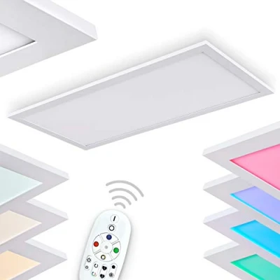 Image of LED Ceiling Panel Gallitos, dimmable lamp Made of Metal in White, Remote Control and RGB Panel, 1 x 12 Watt, 2700 6000K, 1500 1600 Lumen