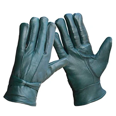 Image of Ladies Genuine Leather Gloves Fleece Lined Warm Winter thermal Driving S/M M/L (Green, S/M)