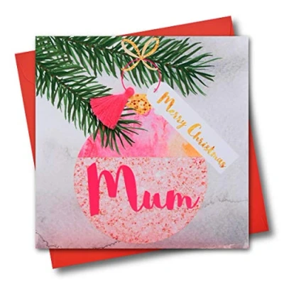 Image of Christmas Card, Bauble, Merry Christmas, Mum, Tassel Embellished