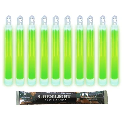 Image of Cyalume ChemLight Military Grade Chemical Light Sticks, Green 6&quot; Long, 12 Hour Duration (Pack of 10)