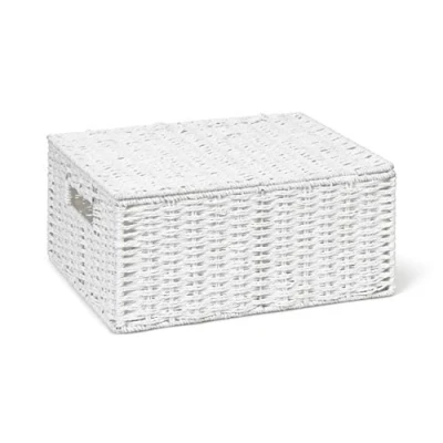 Image of ARPAN Paper Rope Storage Basket Box With Lid White (Large)