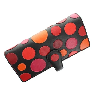 Image of VISCONTI Polka Collection Neptune Ladies Leather Purse with Tab Closure RFID Blocking P2 Very Berry
