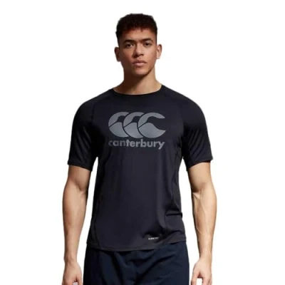 Image of Canterbury Men&#039;s Large Logo Superlight T Shirt, Black/Gunmetal Grey XS