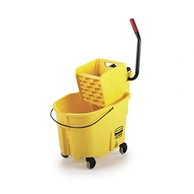 Image of Rubbermaid Commercial Products FG758088YEL WaveBrake Side Press Combo Mopping Trolley, 35 Quart, Yellow