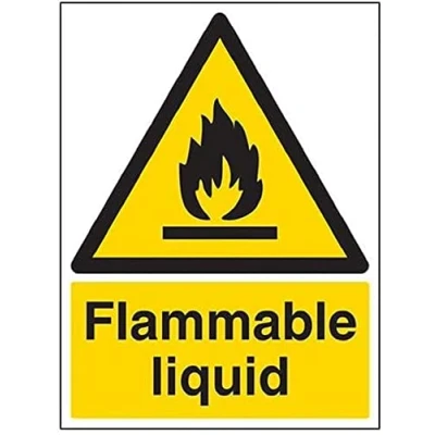 Image of V Safety Flammable Liquid Warning Sign 300mm x 400mm Self Adhesive Vinyl