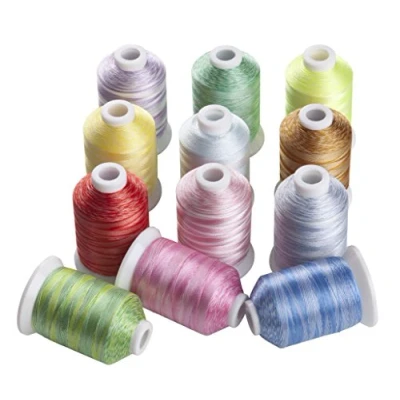Image of Simthread Polyester Embroidery Machine Thread 1000M/spool, 12 Variegated Colors Each Kit for Brother, Babylock, Bernette, Janome, Kenmore, Singer and Sewing Machines