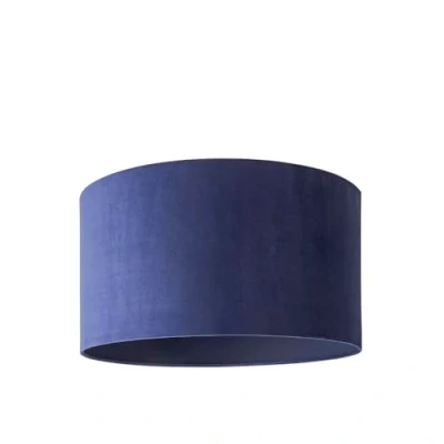 Image of Modern Navy Blue Velvet Cylinder Ceiling Pendant Lampshade/Table Lamp Drum Light Shade Large