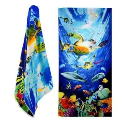 Image of GEEZY Large Microfibre Beach Bath Towel Lightweight Sports Travel Gym Summer Towels (Ocean Turtles)