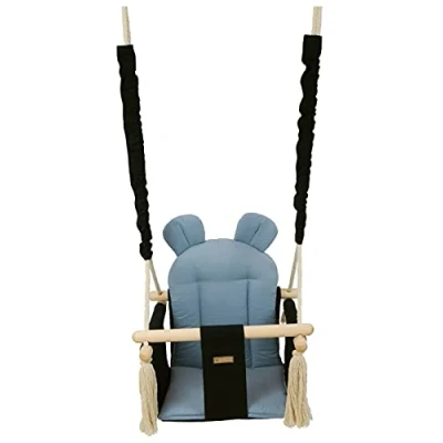 Image of Baby/toddler swing, indoor, outdoor, soft seat, swing chair (colour: black, light blue)