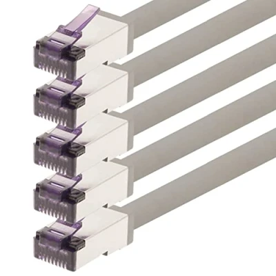 Image of 1aTTack.de 0.15 m CAT6a Superflex Ethernet Gigabit LAN Network Cable RJ45 CAT6 A Patch 10000 Mbit s SFTP PIMF 500 MHz Grey Pack of 5