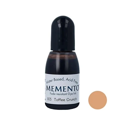 Image of Tsukineko Inker Stamp Ink 15 ml Yellow, Toffee Crunch Accessories Reinker for Memento Pads, 15ml