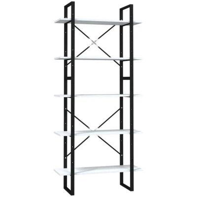 Image of vidaXL 5 Tier Book Cabinet White 80x30x175 cm Engineered Wood