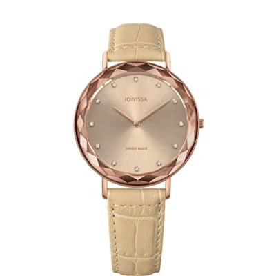 Image of JOWISSA Women&#039;s Aura 39MM Champagne Leather Band Quartz Analog Watch J5.565.L