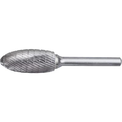 Image of York 3 X 6.3MM Flame Shape Carbide Rotary Burr Cut 9 Chipbreaker (3MM Shank)