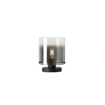 Image of Sweden 1 Light Table Lamp, Matt Black Metal with Smoked Ombre Gl