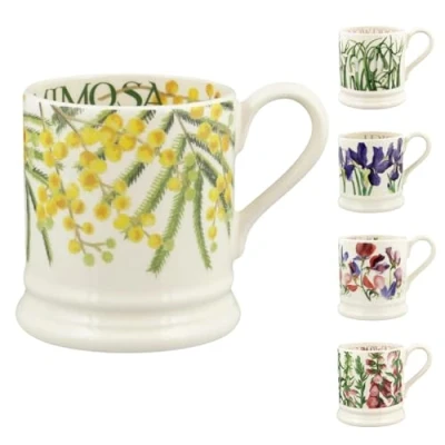 Image of Emma Bridgewater Large Mug 1/2 Pint, Ceramic Coffee Stoneware Mug, Cappuccino, Latte, Coffee, Tea Cup Beautiful Mugs, Birthday Gift Mimosa