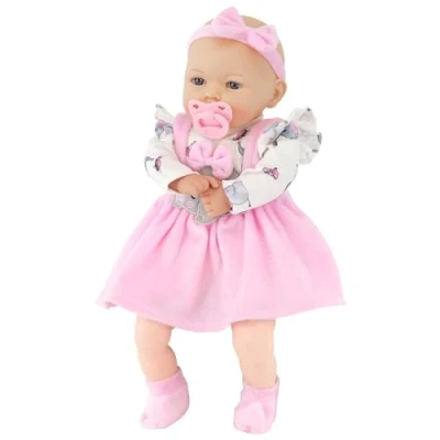 Image of Bibi Doll Ellie 18&quot; Lifelike Large Size Soft Bodied Baby Girls Boys Toy Dolly With Sounds and Dummy for Ages 18 Months +