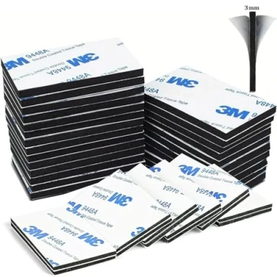 Image of CANOPUS Black Double Sided Sticky Pads Heavy Duty, 48PCs 50mm x 30mm, Waterproof 3M Back Foam Pads, Thick Adhesive for Wall, Number Plate Dashcam