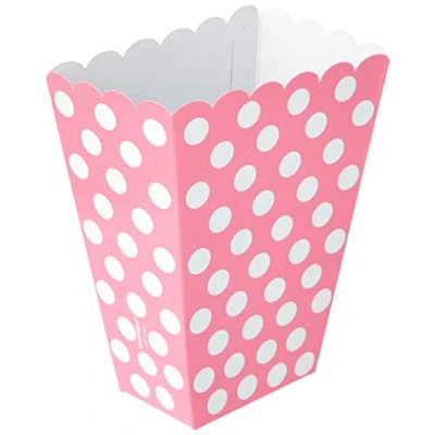 Image of Hot Pink Polka Dot Paper Treat Boxes (20cm x 15cm) Pack of 8 Stylish Party Favor Packaging for Celebrations &amp; Events