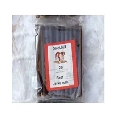 Image of STOCKBULL BEEF JERKY ROLLS X 20 PER PACK TRAINING DOG TREAT 1, 3 OR 6 PACKS (3 PACKS)