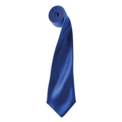 Image of Premier Mens Plain Satin Tie (Narrow Blade) (Royal) Blue One Size