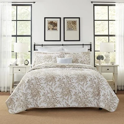 Image of Laura Ashley Bedford Cotton Reversible Quilt, Twin, Mocha by Revman International