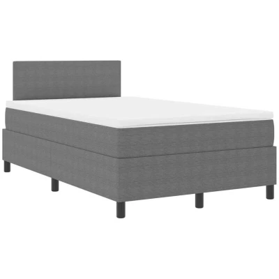 Image of vidaXL Box Spring Bed with Mattress &amp; LED Light Grey 120x200 cm Corduroy Fabric