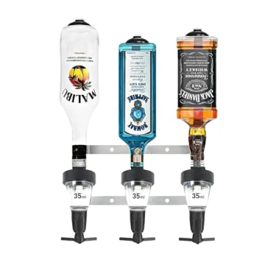 Image of Professional 1/2/4/6 Bottle Optics for Home Bar UK Made Butler Shot Measure Alcohol Spirits Wine Drink Dispenser Garage Man cave Wall Mounted (35ml, 3 Traditional)