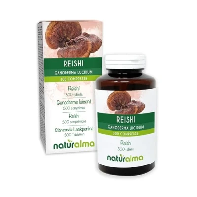 Image of Reishi (Ganoderma lucidum) Fungus or Mushroom Naturalma 150 g 300 Tablets Food Supplement Natural and Vegan